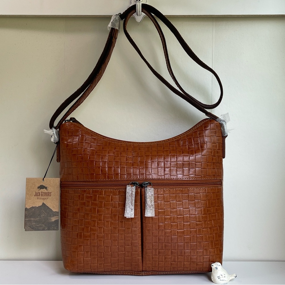 Jack Georges Voyager Woven Hobo Bag In Honey New With Tag 🏷️ $240